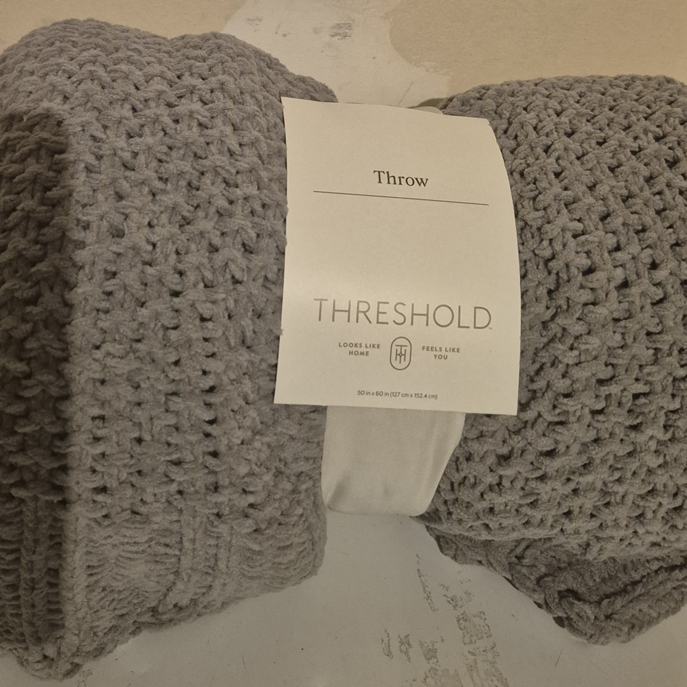 50x60 Solid Chenille Knit Throw Blanket Gray Threshold